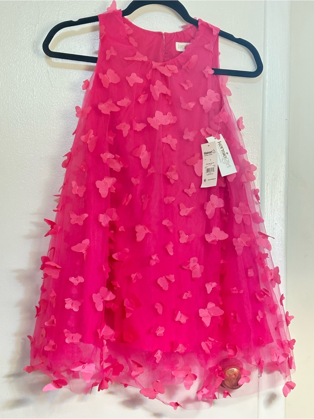 Kensie Girl Pink Butterfly A Line Dress Fully Lined New With Tags Girls Size 7